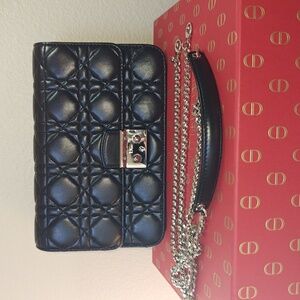 Miss Dior Black Quilted Bag with Silver Tone Hardware